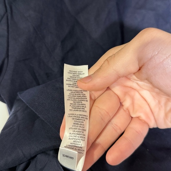 Chico's Embellished Blazer Navy Blue Open Front Linen Blend Size 3 / Large Jewel - Picture 10 of 10